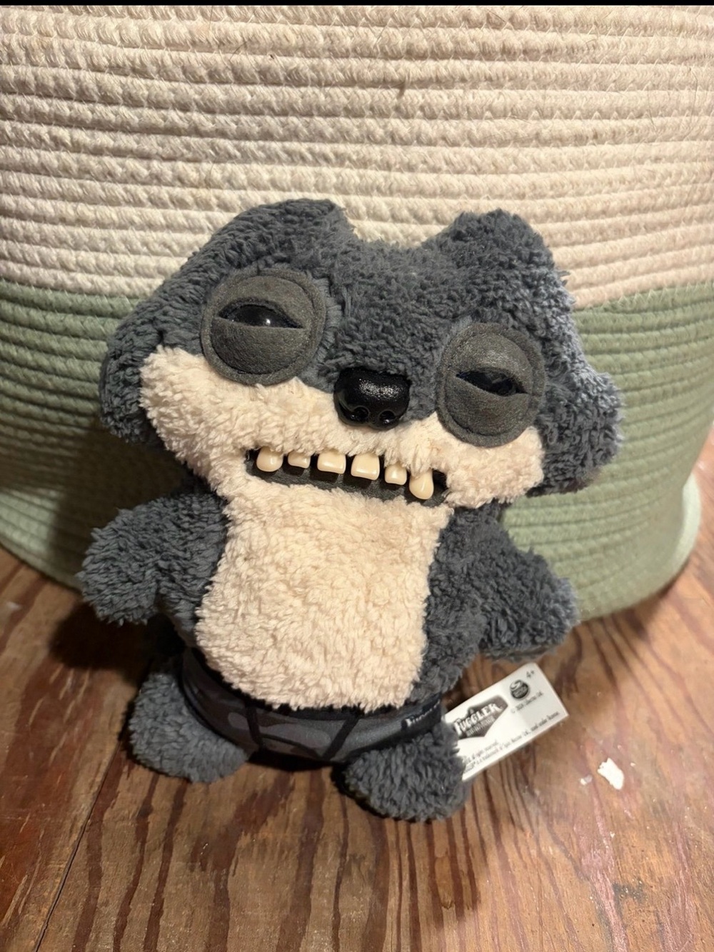 Gray and Cream Plush Monster Toy - Soft Collectible Stuffed Animal